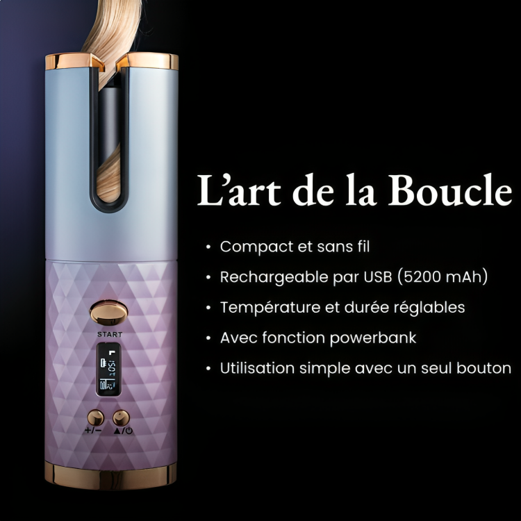 Fer à Friser Automatique Sans Fil A42F – Boucles Faciles, Élégance Instantanée