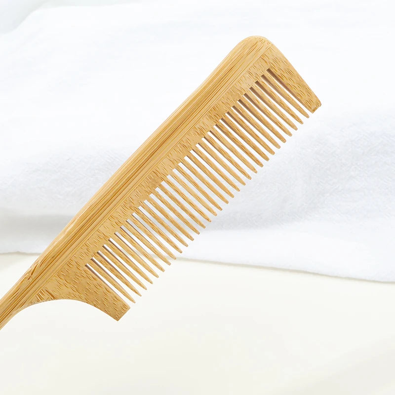 Lot de 2 Peignes en Bambou Naturel – Écologique & Antistatique pour Cheveux Bouclés, Lisses & Crépus