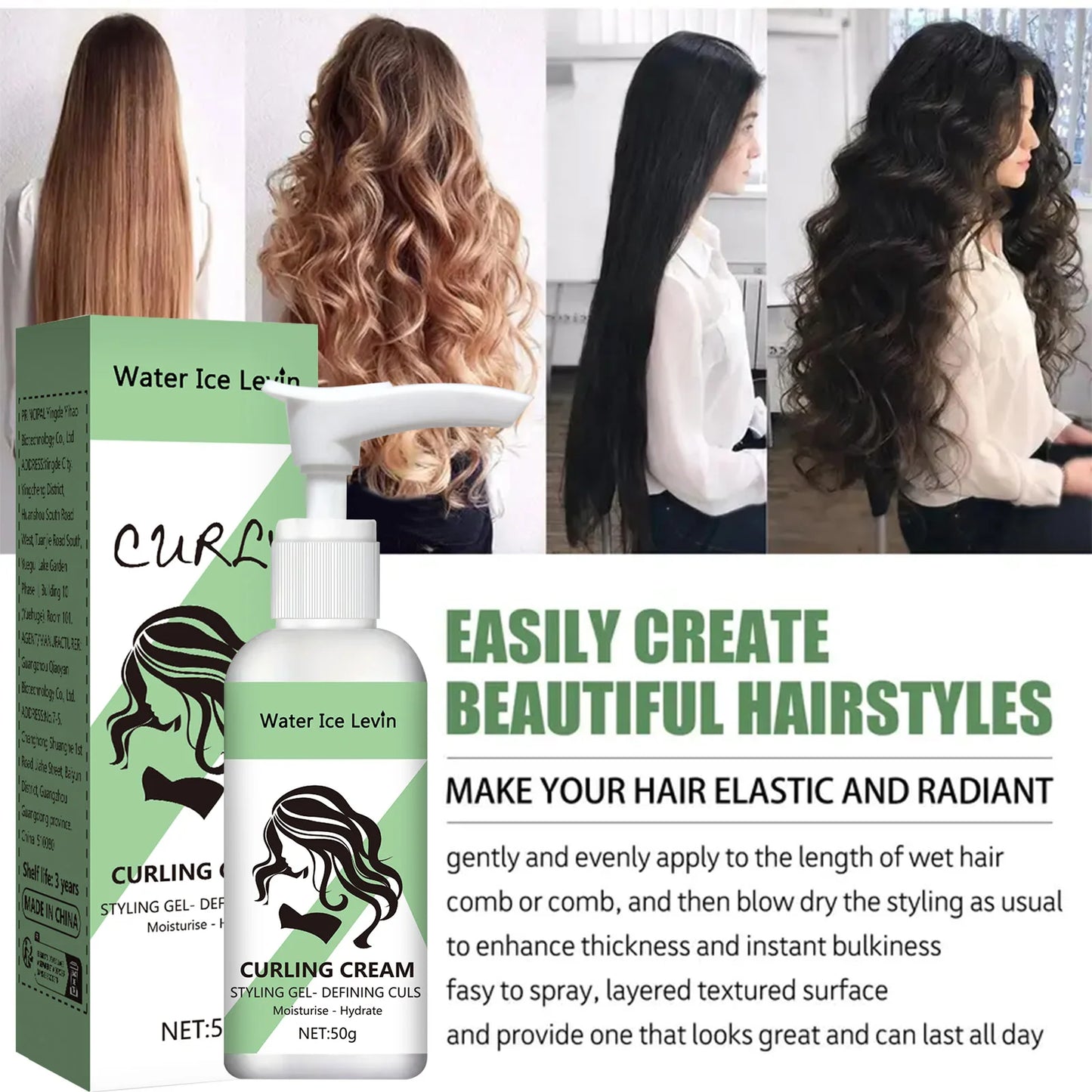 Crème Coiffante Cheveux Bouclés – Hydratation, Définition & Brillance