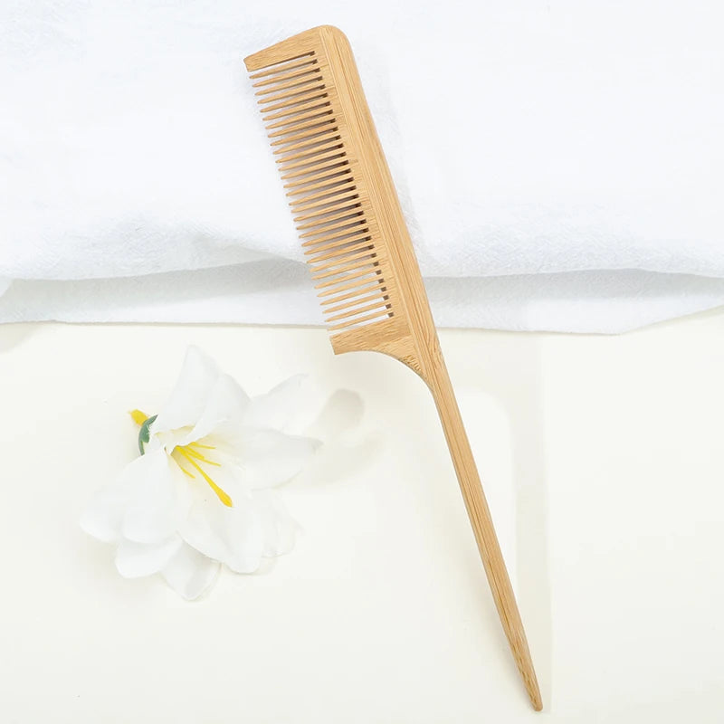 Lot de 2 Peignes en Bambou Naturel – Écologique & Antistatique pour Cheveux Bouclés, Lisses & Crépus