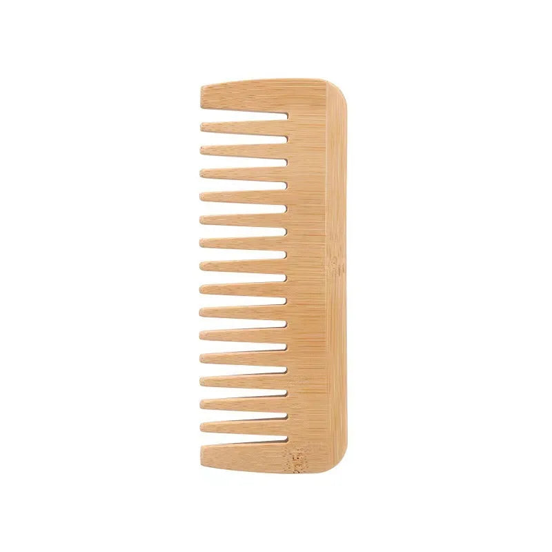 Lot de 2 Peignes en Bambou Naturel – Écologique & Antistatique pour Cheveux Bouclés, Lisses & Crépus